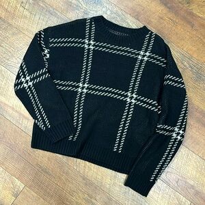 Black Plaid Sweater - Medium